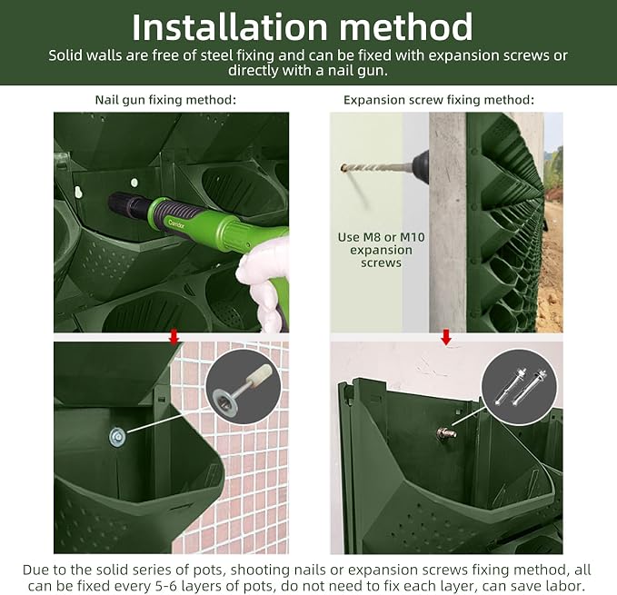 36 Pockets Self Watering Wall Mounted Vertical Planter, Wall Planter Indoor Vertical Living Green Plant Wall Easy Installation (Green with Timing System)