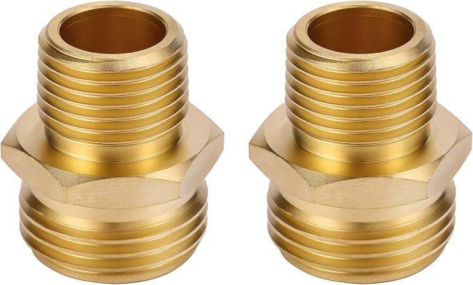 2 Pack 3/4" GHT to 1/2" NPT Male Connector, Brass Garden Hose Fitting, Male Hose Adapter,Brass Garden Hose to Pipe Fittings Connect