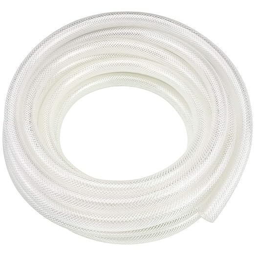 3/8" ID x 10 Ft High Pressure Braided Clear PVC Vinyl Tubing Flexible Vinyl Tube, Heavy Duty Reinforced Hose Tubing, BPA Free and Non Toxic