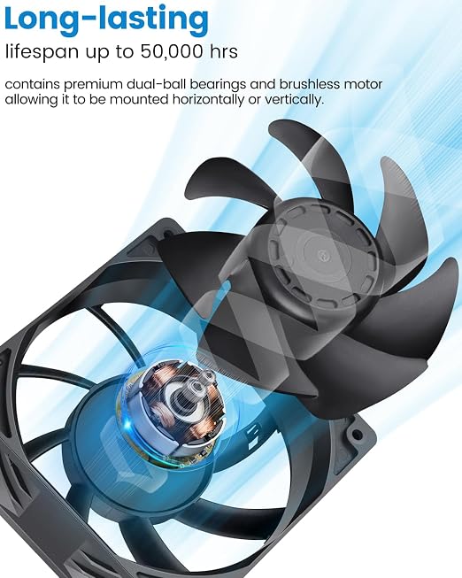GDSTIME 120mm x 38mm Waterproof Fan 24V IP67 Rating, High Airflow Dual Ball Bearing Powerful Brushless DC Cooling Fans 2-Pin for RV Fridge, Grow Rack, 2-Pack