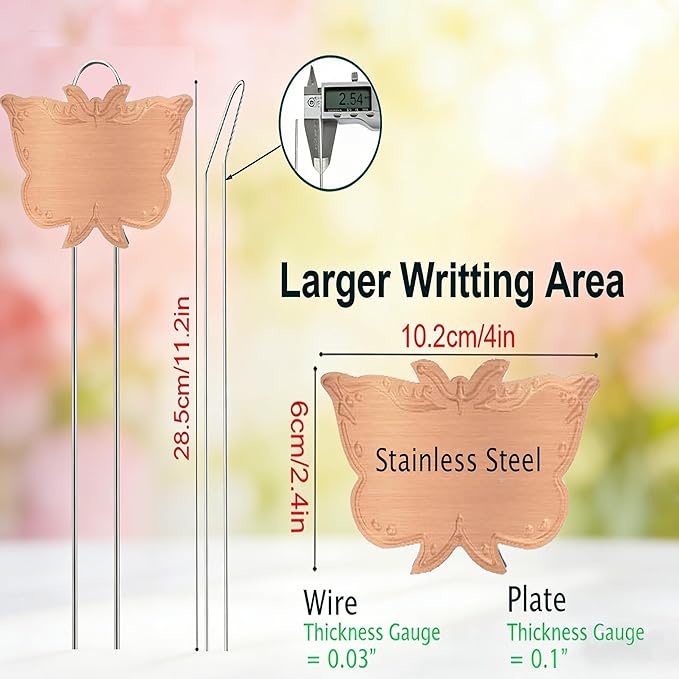 Metal Plant Labels 30 Pack 11in Tall Rose Gold Outdoor Waterproof Garden Label Large Garden Seed Stake Tags for Flowers Fruits and Vegetables