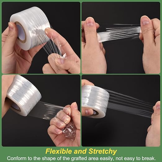 HARFINGTON 4 Rolls Fruit Tree Grafting Tape 3CM x 120M PE Stretchable Garden Grafting Tool Plants Self Adhesive Floristry Film for Floral Tree and Poly Budding, White