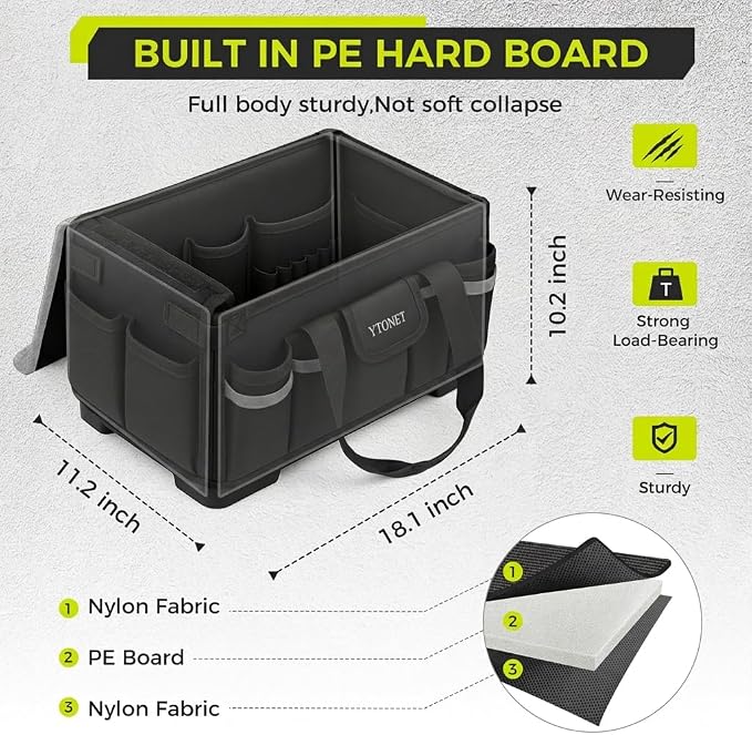 Heavy Duty Tool Bag 18-Inch, Extra Large 46 Pockets Electrician Tool Bag for men with Hard Bottom & Waterproof Pocket, 1680D Tear-Proof Toolbox Organizer for HVAC Mechanic, Father Dad Birthday Gift
