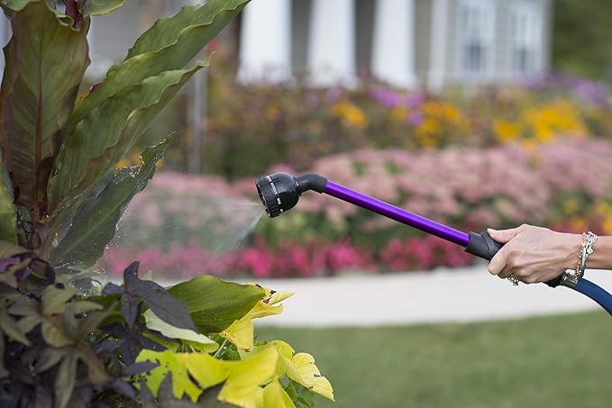 Dramm RainSelect Rain Wand – 16 Inch Aluminum Watering Wand with 9-Pattern Adjustable Spray Head & One Touch Thumb Control Valve – Garden Hose Wand for Containers, Raised Beds & Hanging Baskets – Blue