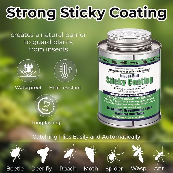 3 Pcs Large Fly Trap Balls Hanging Fruit Fly Traps Outdoor Adhesive Insect Balls with a Sticky Coating Glue Air Pump Insect Catch Sticky Bug for Farm Orchard Deerflies Mosquito (Black)