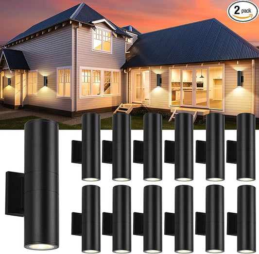 15inch LED Square Up & Down wall Lights ,14W Outdoor Wall Light 4000K Day white Aluminum Body Waterproof IP65 LED Exterior Light Fixtures Wall Mount for House Patio Garage garden. (14inch-12Pack)