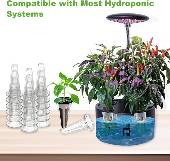 Oliz 50 Pack Hydroponic Grow Baskets with 51PCS Seed Pod Labels Stickers, Replacement Garden DIY Accessories for Most Hydroponic Growing System