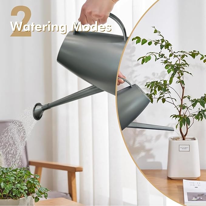 Watering Can,Long Spout Water Cans for Indoor and Outdoor Garden,Plants Water Cans for Flower & shrubs - 1.8L/1/2 Gallon (Gray)