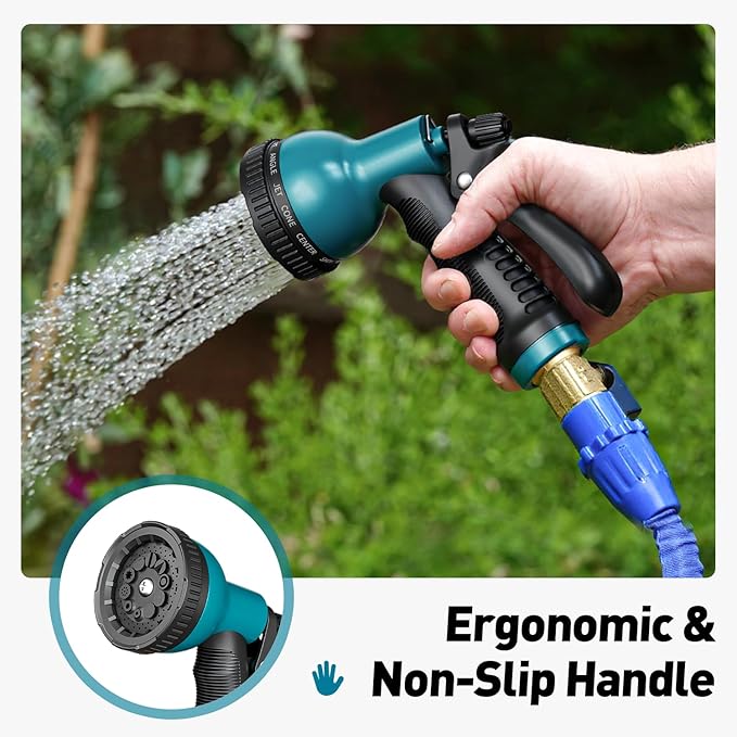 Besiter Garden Hose Nozzle Sprayer 10 Watering Patterns Spray Nozzles Heavy Duty Hose Head Lightweight Hose Attachment Blue