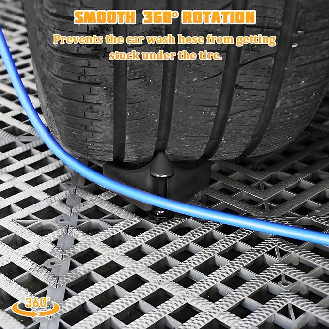 4PCS Car Hose Guide, Vehicle Detailing Cleaning Tools Hose Guides Preventing Wash Stuck Under The Tires, Automotive Wheel Rolling System Tool for Washing, Universal Fit (Black)