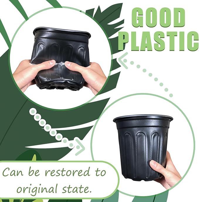 Jgalnim 60 Pack 1 Gallon Nursery Plant Pots,Thickened Flexible Plastic Seedling Pot with Holes,Flower Plant Container for Succulents,Cuttings,Transplanting,Home Garden(Black)