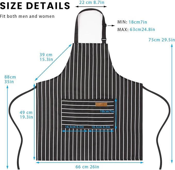 BeLuyi Adjustable Bib Apron with 2 Pockets Chef Cooking Kitchen Restaurant Aprons for Women Men
