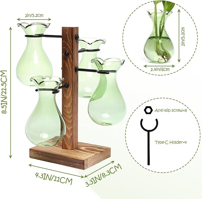 Plants Propagation Stations Bulb Glass Propagation Birthday Gift for Women Garden Plant Lovers - 4 Bulb