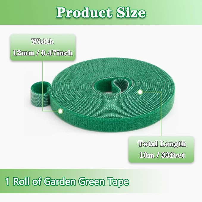 Plant Tape Garden Tape, Plant Ties Tape Garden Ties For Climbing Plants Adjustable Garden Tape For Plants Outside Plant Supports For Growing Reusable Green Garden Plant Tomato Tape (33ft X 1/2inch)