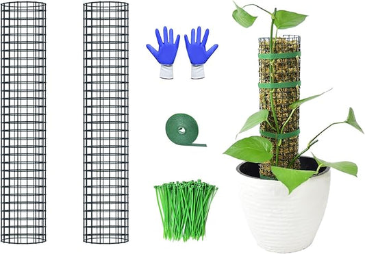 2 Pack Metal Moss Pole,15" Moss Poles for Plants Monstera, Stackable Sphagnum Moss Pole for Plants,Plant Poles for Climbing Plants Work with Sphagnum Moss(2 Pack 15")