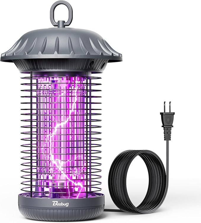 Buzbug LED Bug Zapper Indoor Outdoor, Up to 50000 Hrs Lifespan Lamp, Energy Saving & Dual Band Attraction, 5.6 ft Power Cord, High Voltage Mosquito Fly Zapper Trap Killer -MO008C (Pewter)