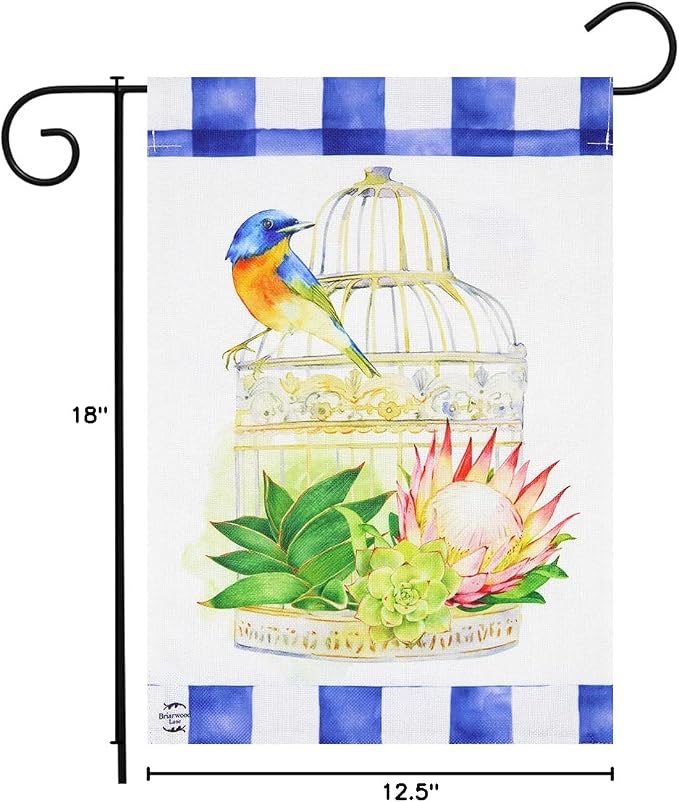 Birdcage Spring Burlap Garden Flag 12.5" x 18" Briarwood Lane