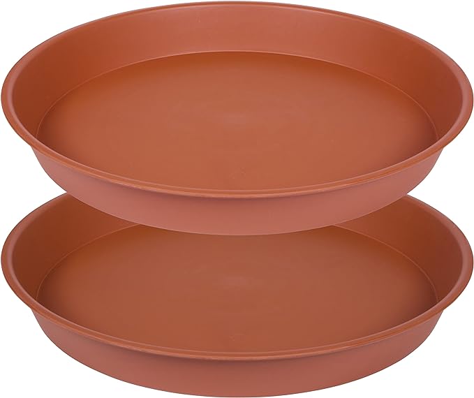 2 Pack of 12 inch Plant Saucer, Bird Bath Bowl 12 inch, Plant Tray for Pots, Flower Plant Saucers for Indoors, Plant Trays for Planter 11"/12" (12 inch, Terracotta)