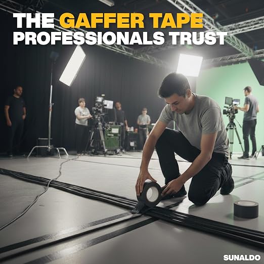 Gaffers Tape Heavy Duty, Easy to Rip, Residue-Free Professional Grade Floor Tape for Electrical Cords, Matte Finish Non Reflective, Weather Resistant (1, Blue, 2" x 30 Yards)