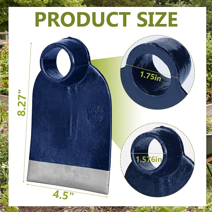 Hoe Head 1.6 lb, 4-1/2" Blade Width, 1-3/4" Diameter Hole, Grub Hoe Head Garden Steel Tool for Tough Soil, Garden Hacking, Landscaping, Farming or Yard Work, No Handle Included(Blue,1 Pcs)