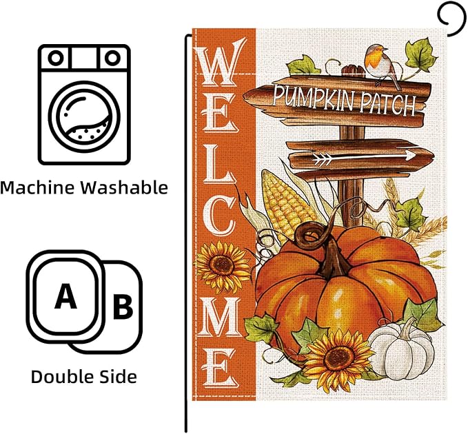 Fall Garden Flags, Fall Decorations for Home Outside, Fall Decorations for Home, Fall Thanksgiving Pumpkin Harvest Garden Flag Yard Outdoor Fall Decoration(12 * 18in)