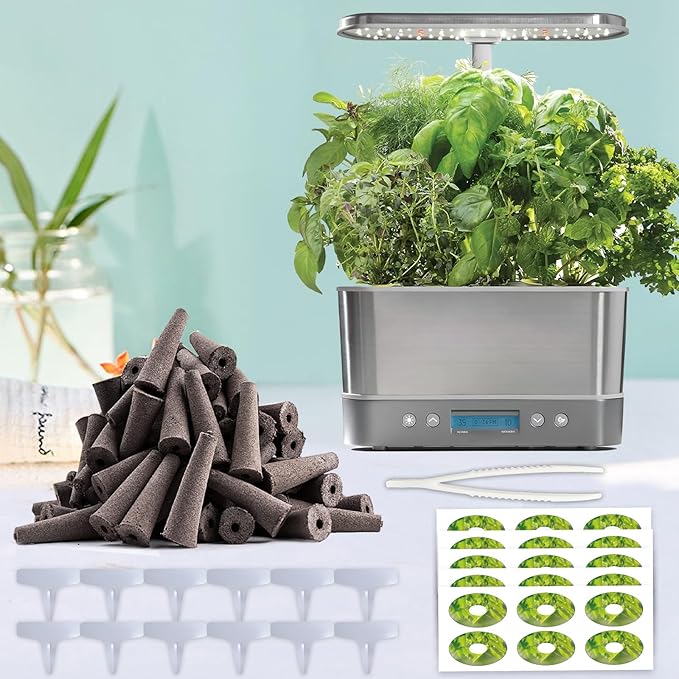 109 Pack Hydroponic Pods Supplies for Aerogarden Pods, Grow Sponges for Hydroponics, Seed Pods Kit with 48 Grow Sponges, 48 Pod Labels,12 Plant Labels, 1 Tweezer for Hydroponic Indoor Garden System
