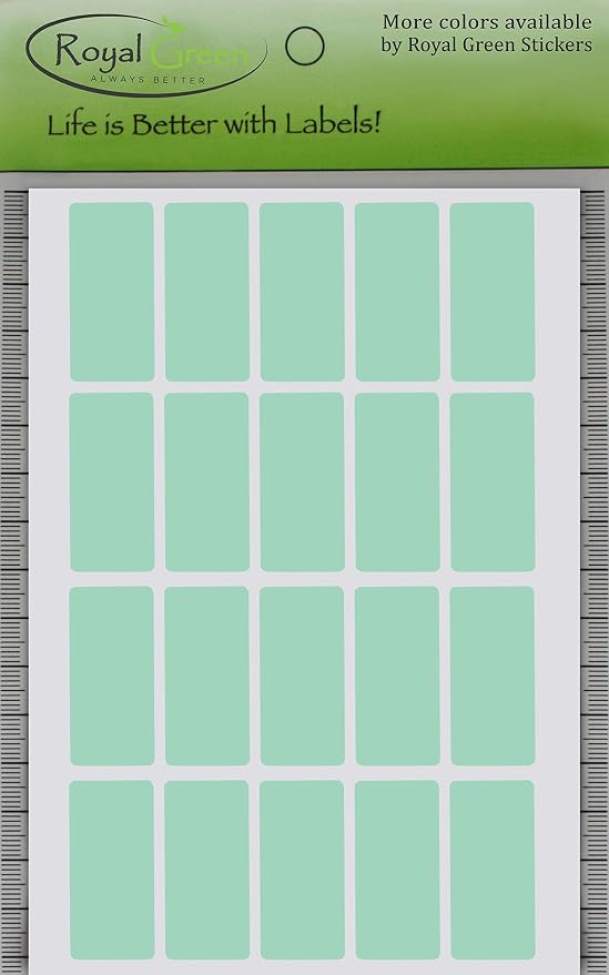 Royal Green Rectangle Shape Sticker Cable Labels 1.57 inch x 0.75 inch Pastel Green (40mm x 19mm) - 1000 Pack