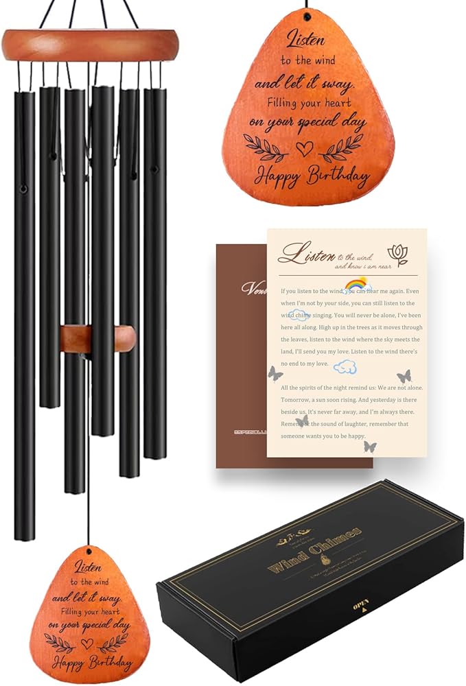 Birthday Gifts for Women Men, 32" Wind Chimes Happy Birthday Gifts Ideas for Mom Sister Friend, Windchime for Grandma Bestie Coworker Colleague