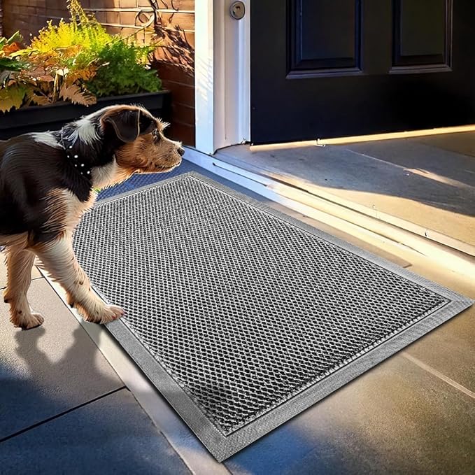 Muddy Mat® Meshy Mat™ Door Mat Heavy-Duty Quick-Dry Floor Mat, Sand & Dirt Trapper for Indoor & Outdoor, Ideal for Entrance, Mudrooms,Patios & Garages,Low-Profile,Non-Slip,Washable– Grey 17"x30"x0.4"
