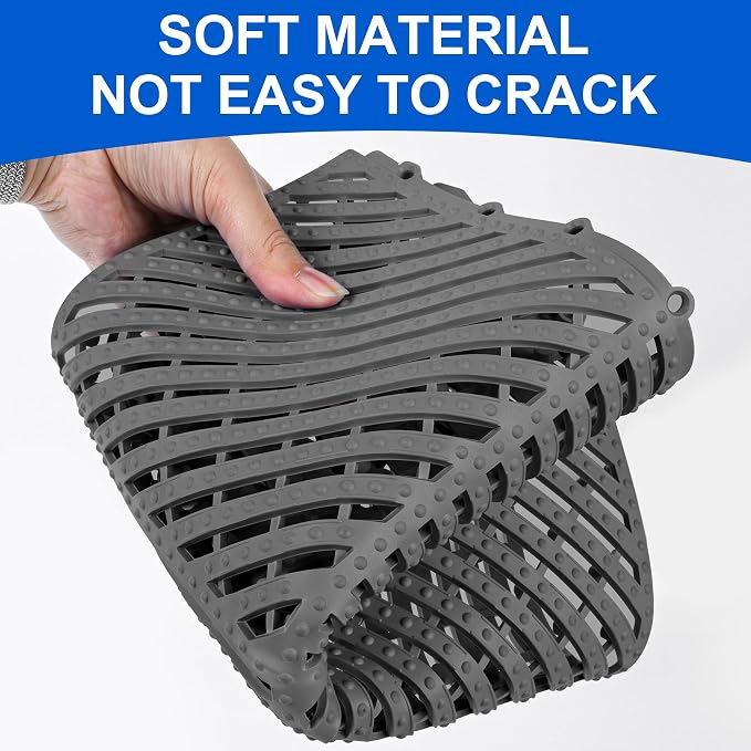 MYFAMIREA Modular Interlocking Cushion 12 Pack 11.8" x 11.8" Rubber Floor Tiles Non-Slip Splicing Drainage Mats for Deck, Pool, Shower, Patio, Balcony, Bathroom, Kitchen, Yard (1 Rows Dots, Dark Gray)