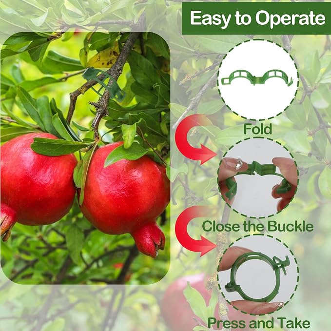 100 Pcs Plant Support Clips, Secure Plastic Plant Clips for Support Grape Vine, Tomato Clips for String Trellis to Grow Upright and Healthier, Garden Clips Outdoor Indoor Use(Green)