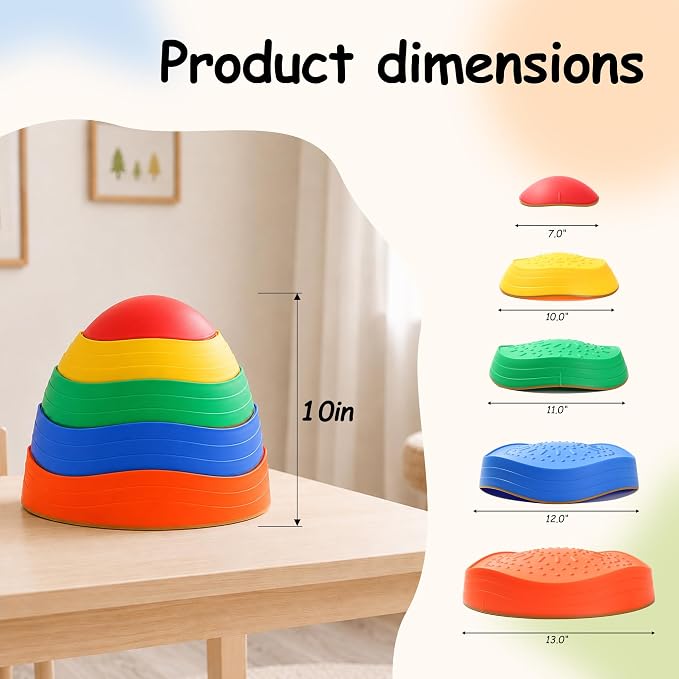 makarci Balance stepping stones for kids, non-slip toddlers sensory toys outdoor or indoor play, promoting motor skills and confidence, Obstacle Course Coordination Toys for children age 3 4 5 6 7+