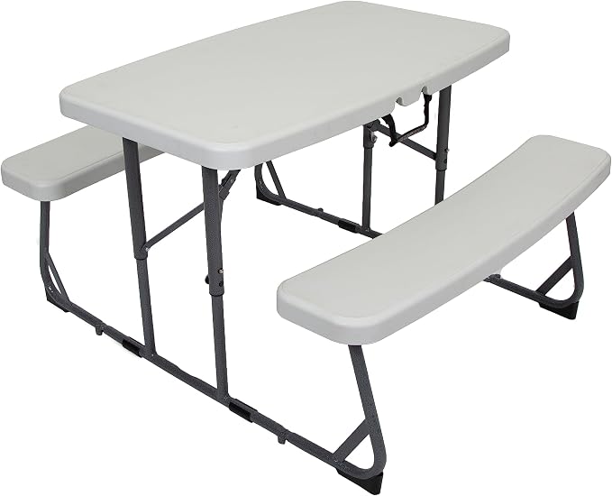 Stansport Compact Portable Kids Picnic Table – Foldable Space-Saving Design with Locking Legs – Lightweight Children’s Picnic Set for Travel, Parks, Campsite – Durable Steel Frame & Easy Clean Surface