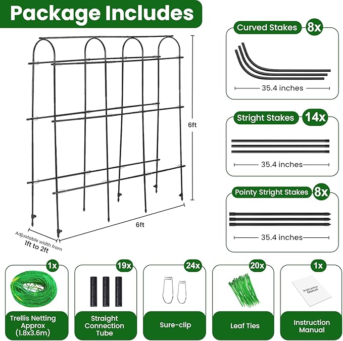 OTOSUNNY 72" Garden Arch Trellis for Climbing Plants, Cucumber Trellis Arch for Vegetables Tomatoes Cucumbers Peas Beans and Squash, Tall Outdoor Metal Trellis for Raised Garden Bed, Black