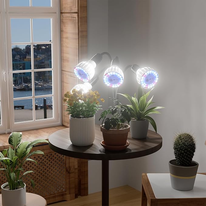 GooingTop Grow Light,24W (160Watts Equiv) 5000K White Full Spectrum LED Growing Lamp Clip on Desk for Indoor Plants,Bulbs Replaceable & Non-dimmable (Black, 320W)
