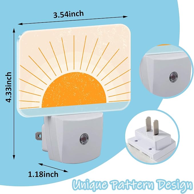 Night Light Abstract Sun Rise Plug-in Wall LED Night Lamp with Dusk-to-Dawn Smart Sensor Lamp for Adult Bedroom Living Room Hallway Kitchen