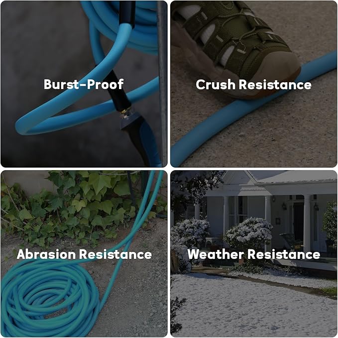 MEASUREMAN 25 Feet Lightweight Garden Hose, 5/8 inch x 3/4 inch GHT, All-Weather & Flexible, Kink-Resistant, Leak-Proof, Blue
