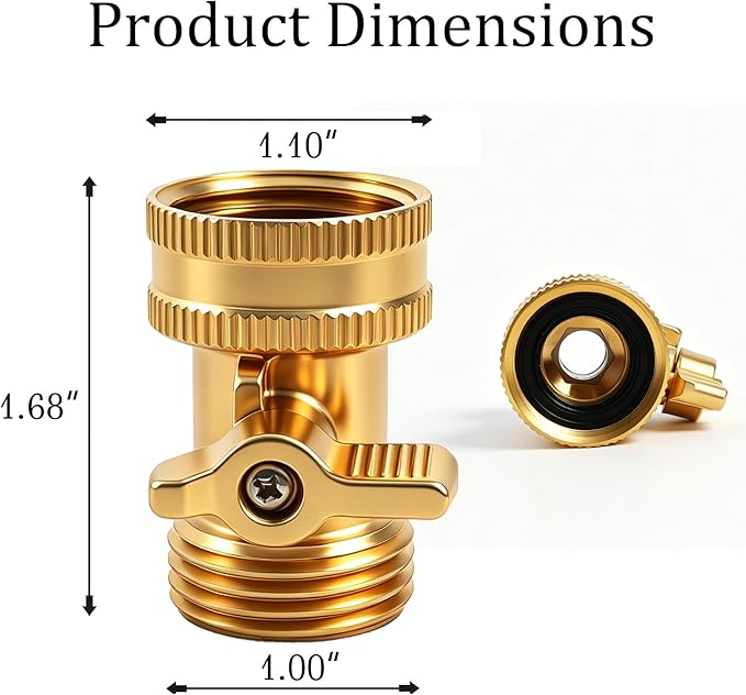 Xiny Tool Brass Garden Hose Shut Off Valve, 2 Pack Heavy Duty 3/4 Inch Solid Brass Garden Hose Shut Off Valve with 10 Extra Rubber Washers