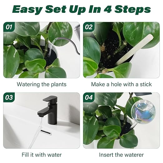 2 Pcs Glass Self Watering Globes, Iridescent Automatic Plant Waterer Bulbs Devices for Indoor & Outdoor Plants, Slow Release Watering Devices System for Various Plants