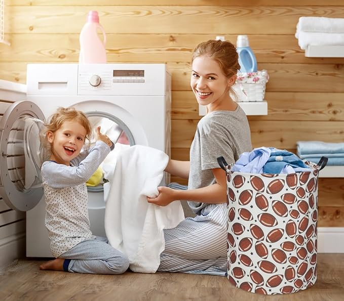 Kids Laundry Basket Baby Hamper Toy Storage Bin for Boys Room Decor for Bedroom Bathroom(Football)