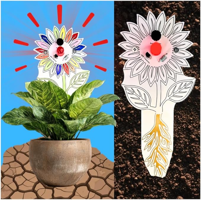 Soil Moisture Sensor Kit – DIY Light-Up Plant Water Indicator with LED, Transistor & Resistor Learning Circuit – Educational Electronics Kit for Beginners