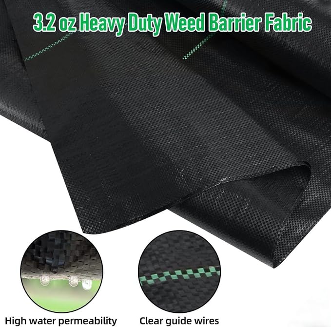 LAVEVE 6FT x 300FT Weed Barrier Landscape Fabric Heavy Duty, 3.2oz Premium Garden Ground Cover Mat for Weed Control, Gardening, Plant Beds and Farming