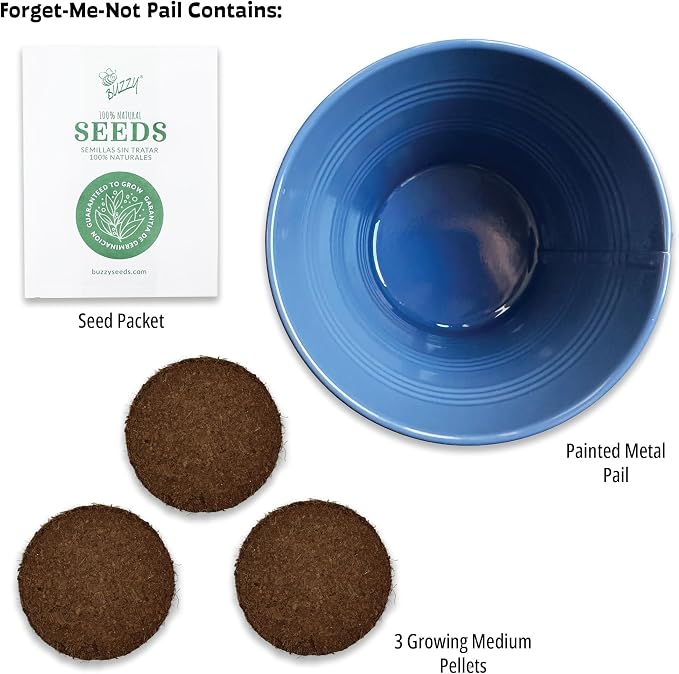 Buzzy Seeds Love Pails Grow Kit 2-Pack - Metal Windowsill Planter - Complete Indoor Gardening Kit with Seeds, Coconut Husk Growing Medium & Genuine Pots - 100% Grow Guarantee