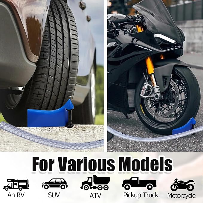 Uenhoy 4 Pack Car Hose Guide for Car Washing, Blue Tire Hose Roller Preventing Stucking and Snagging Under the Wheels, Plastic Wash Tool for Motorcycle Truck SUV RV
