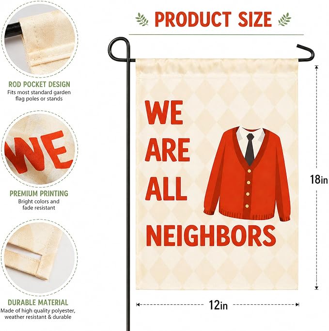 Fall Decor - We Are All Neighbors Garden Flag for for Outdoor Outside | Fall Decorations for Thanksgiving Party Favors Supplies - Inclusivity Diversity Love Thy Neighbor Banner for Garden Porch Patio Lawn Yard
