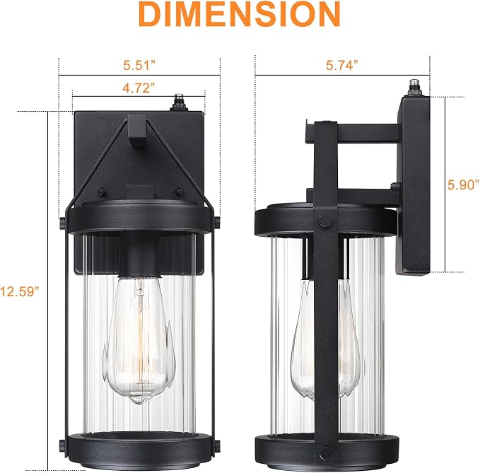 LONEDRUID Dusk to Dawn Sensor Outdoor Wall Sconce Lighting Black Exterior Porch Lantern Waterproof Outside Garage Light Fixtures Wall Mount for House Patio Entryway