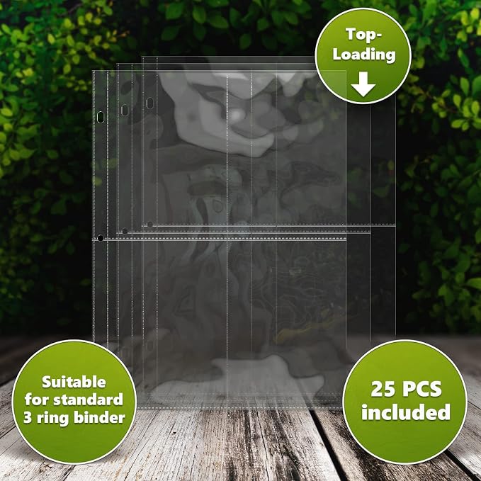 100 Pockets Seed Storage Organizer Sleeves (25 Pack) Slot Size 3.5x5, 4 Pocket Garden Seed Organizer, Clear Sleeves for Seed Packet Storage, Seed Keeper, Seed Organizer Binder