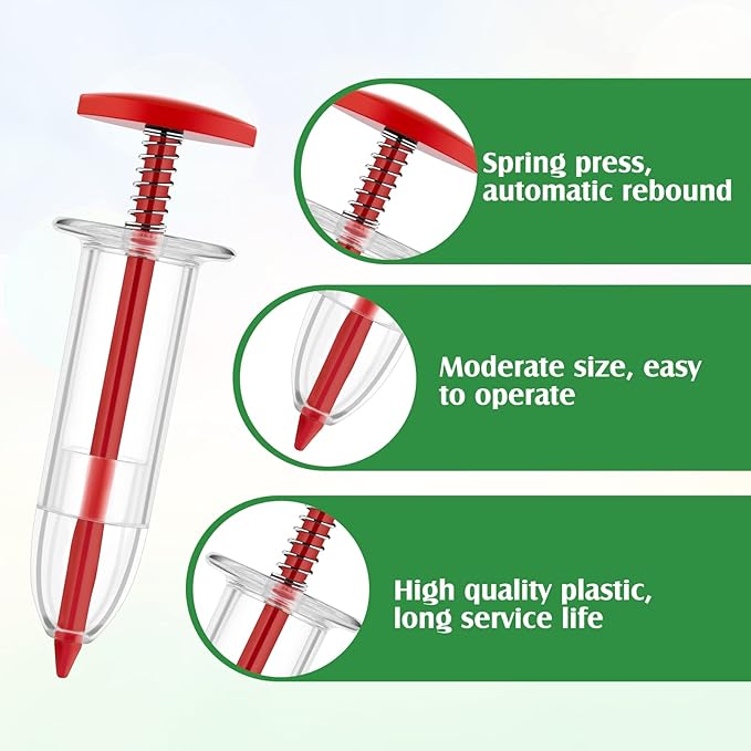 Flutesan 6 Pcs Mini Sowing Seed Dispenser Sower with 2 Transplanting Tools Hand Spreader Garden Seed Planter for Carrot Lettuce Grass and Spinach Sower(Red)