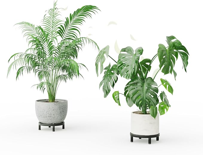 Zhongma 2 Pack 8.7" Fully Assembled Sturdy Potted Plant Stand Flower Pot Holder Heavy Duty Construction, Low Plant Stand for Home Indoor and Outdoor, Sturdy plant riser and saucer without Installation Required