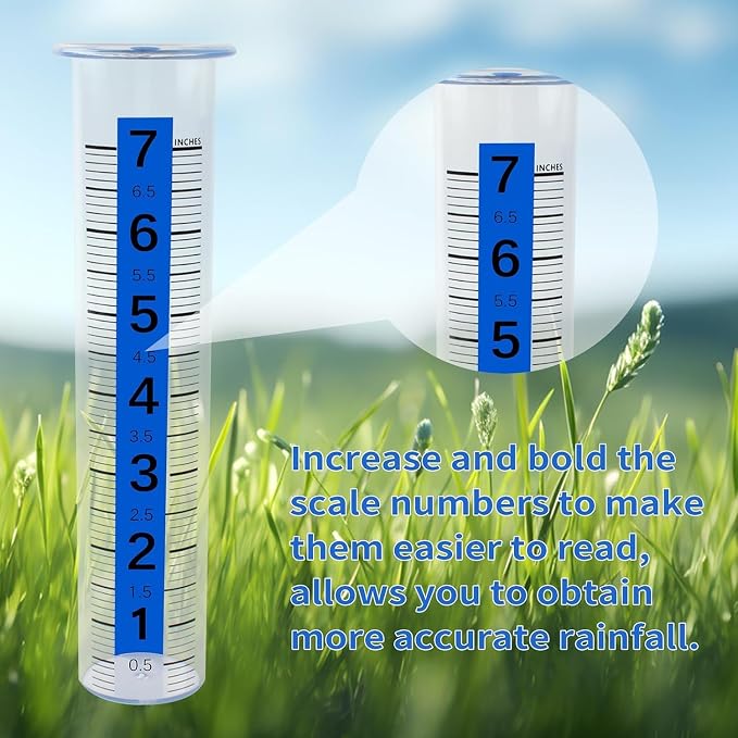 TBWHL Rain Gauge Outdoor, 7-inch Plastic Rain Gauge, Freeze Proof Outdoor Rain Gauges Replacement Tube for Garden Yard,Easy to Read, Rain Gauges Outdoors Best Rated, 2 Pcs Tubes with 1 Clean Brush